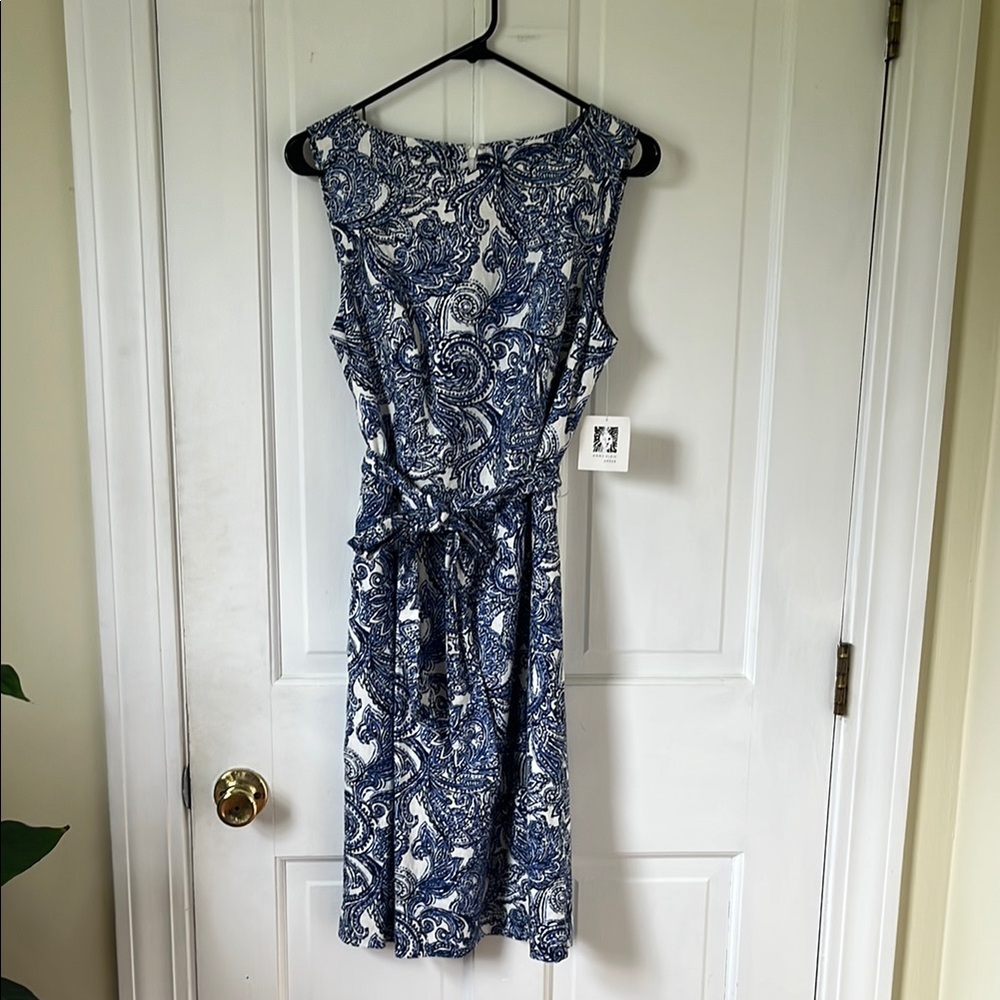 Anne Klein Blue and White Paisley Midi Dress